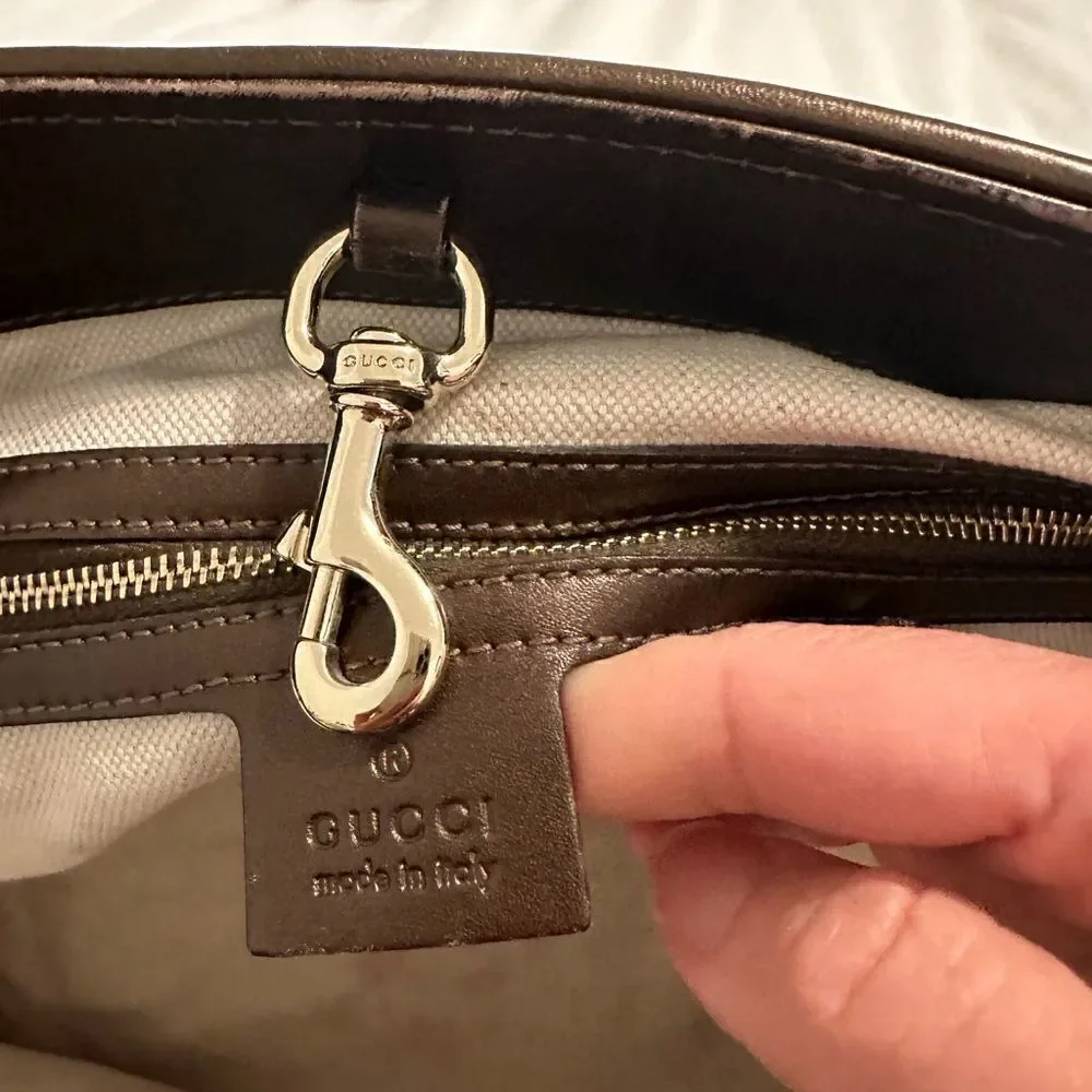Gucci brown leather gg tote